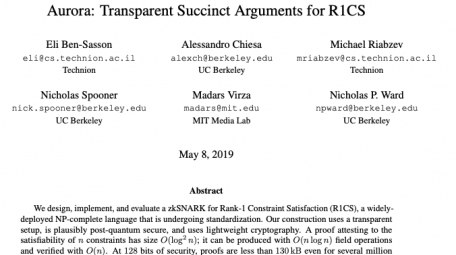 Aurora: Transparent Succinct Arguments for R1CS