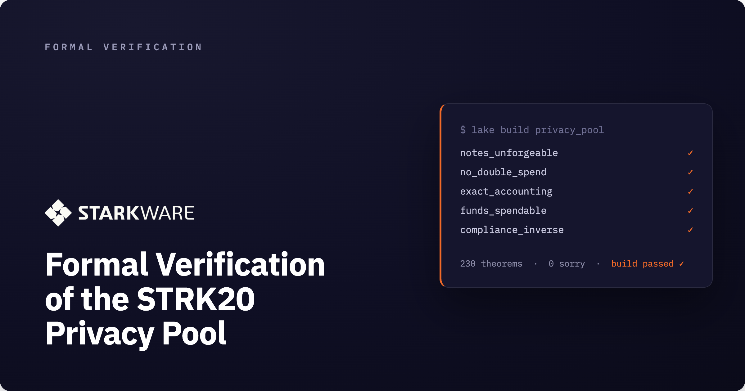 Formal Verification of the STRK20 Privacy Pool